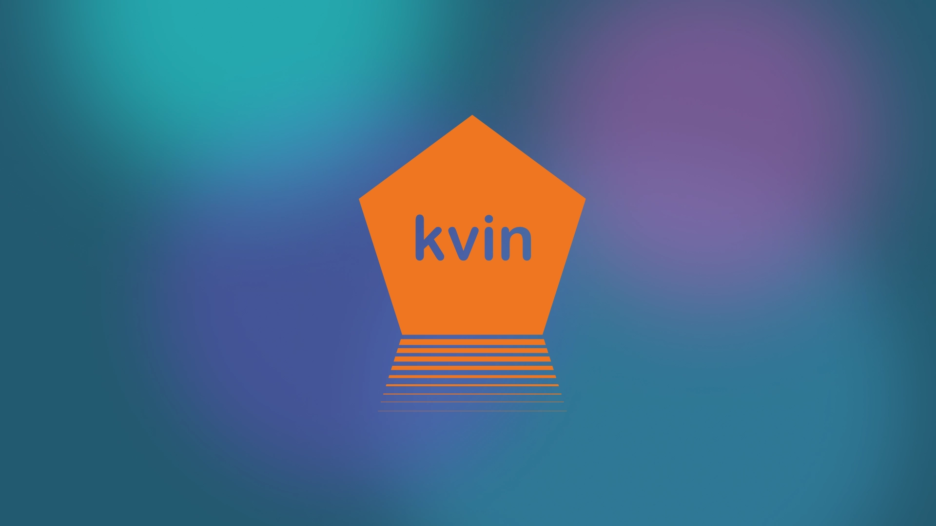 kvin-Logo auf einem Hintergrund mit Blau- und Lilatönen