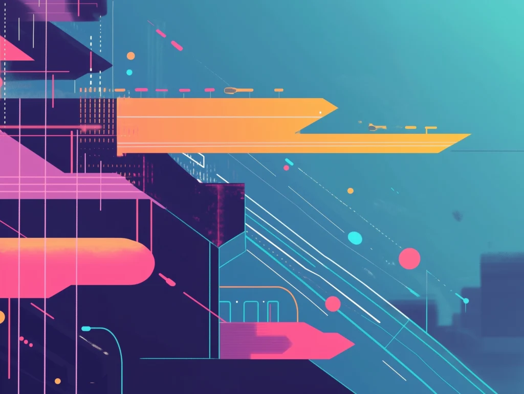 futuristische Formen nach Verbindung strebend